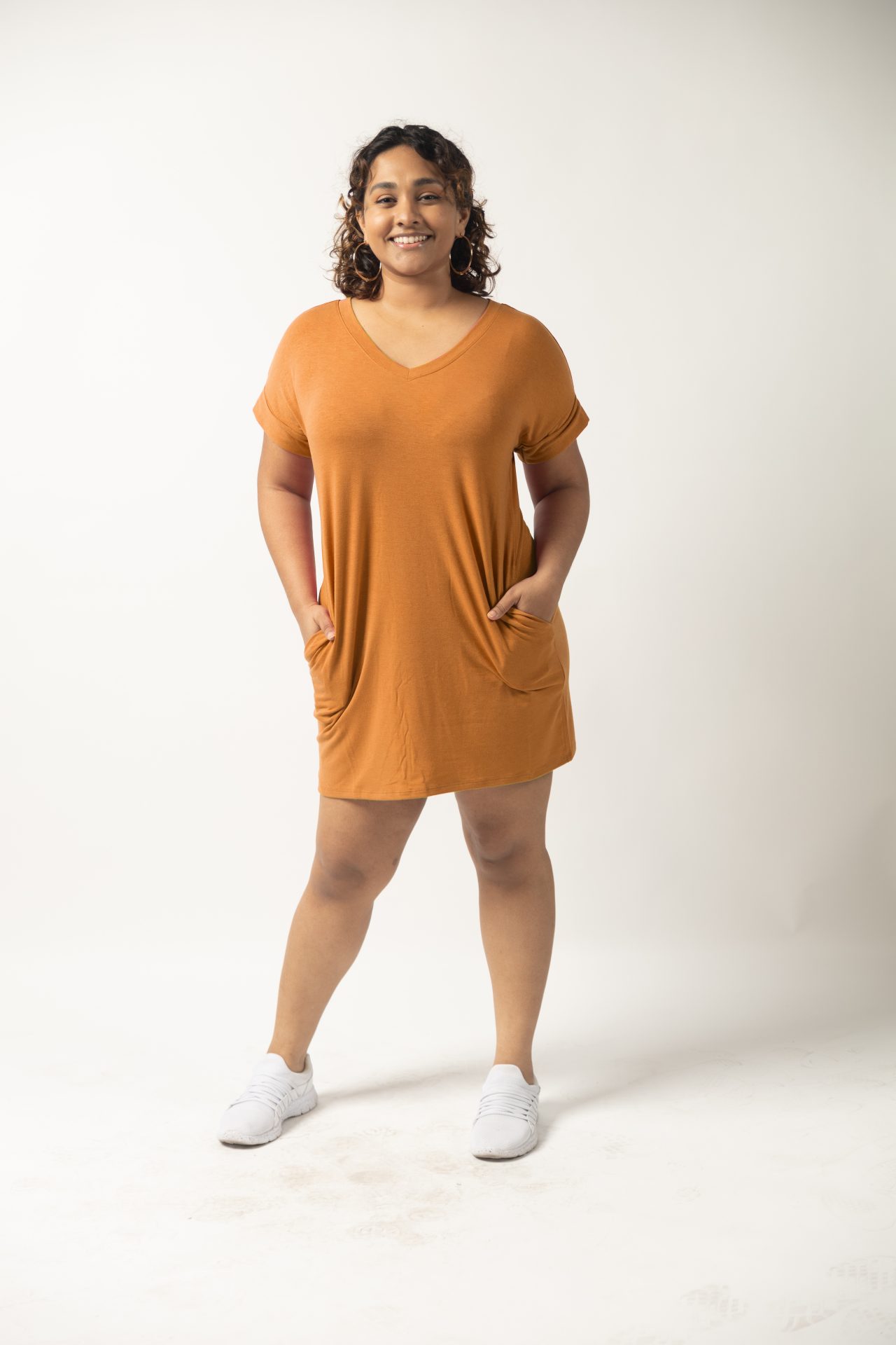 Brighter Days V-Neck T.Shirt Dress Curvy Kaytique Brighter Days V-Neck T.Shirt Dress Curvy Kaytique