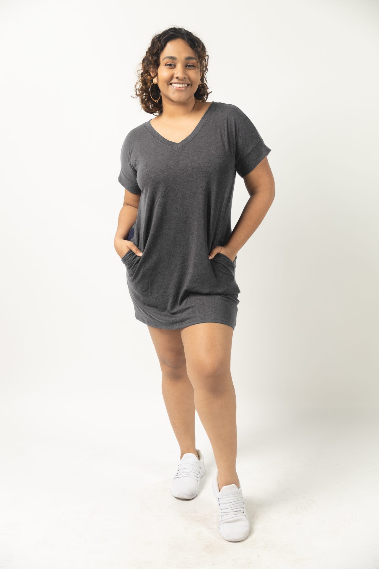 Brighter Days V-Neck T.Shirt Dress Curvy Kaytique Brighter Days V-Neck T.Shirt Dress Curvy Kaytique