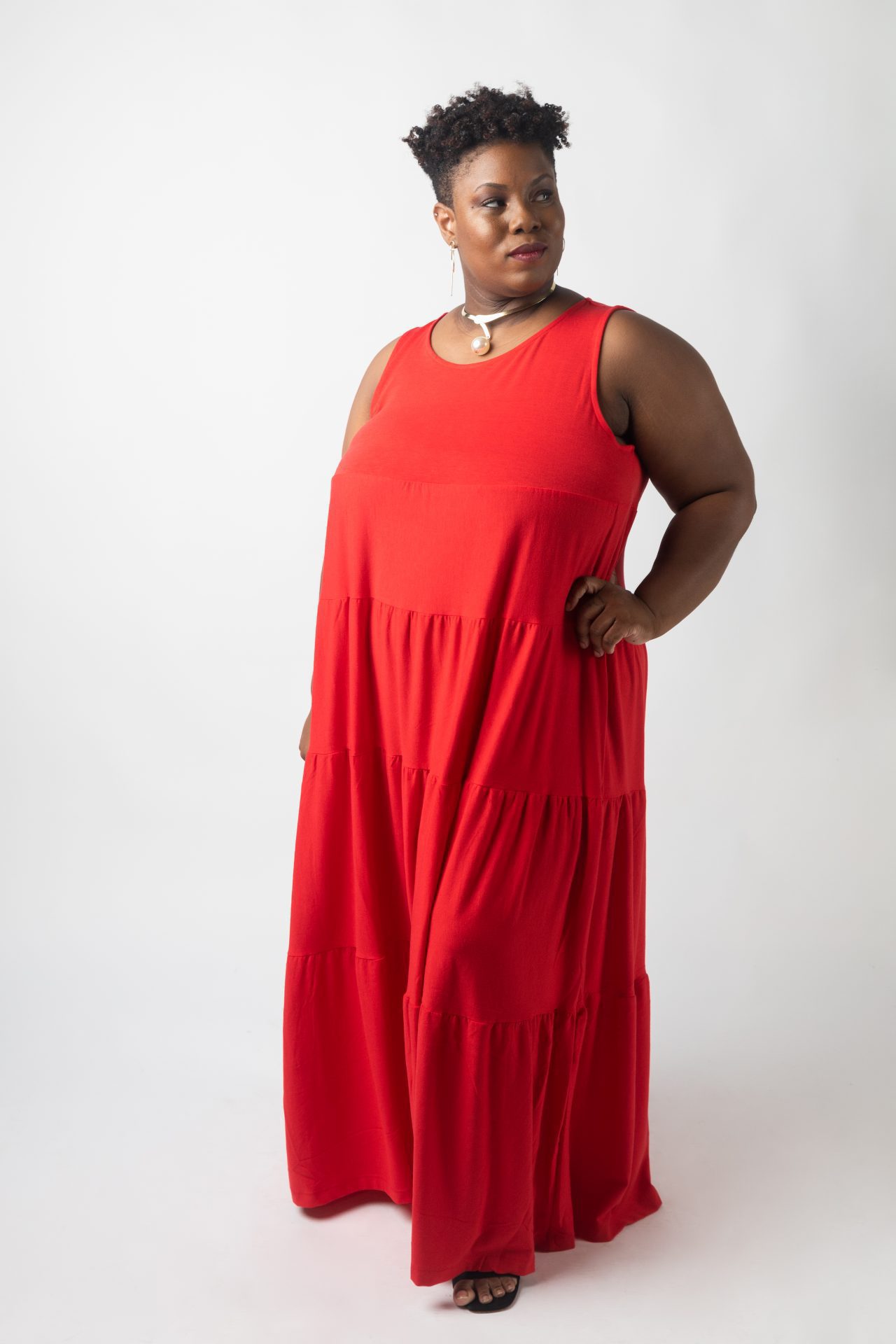 Never Forget Sleeveless Tiered Maxi Dress Curvy  Kaytique