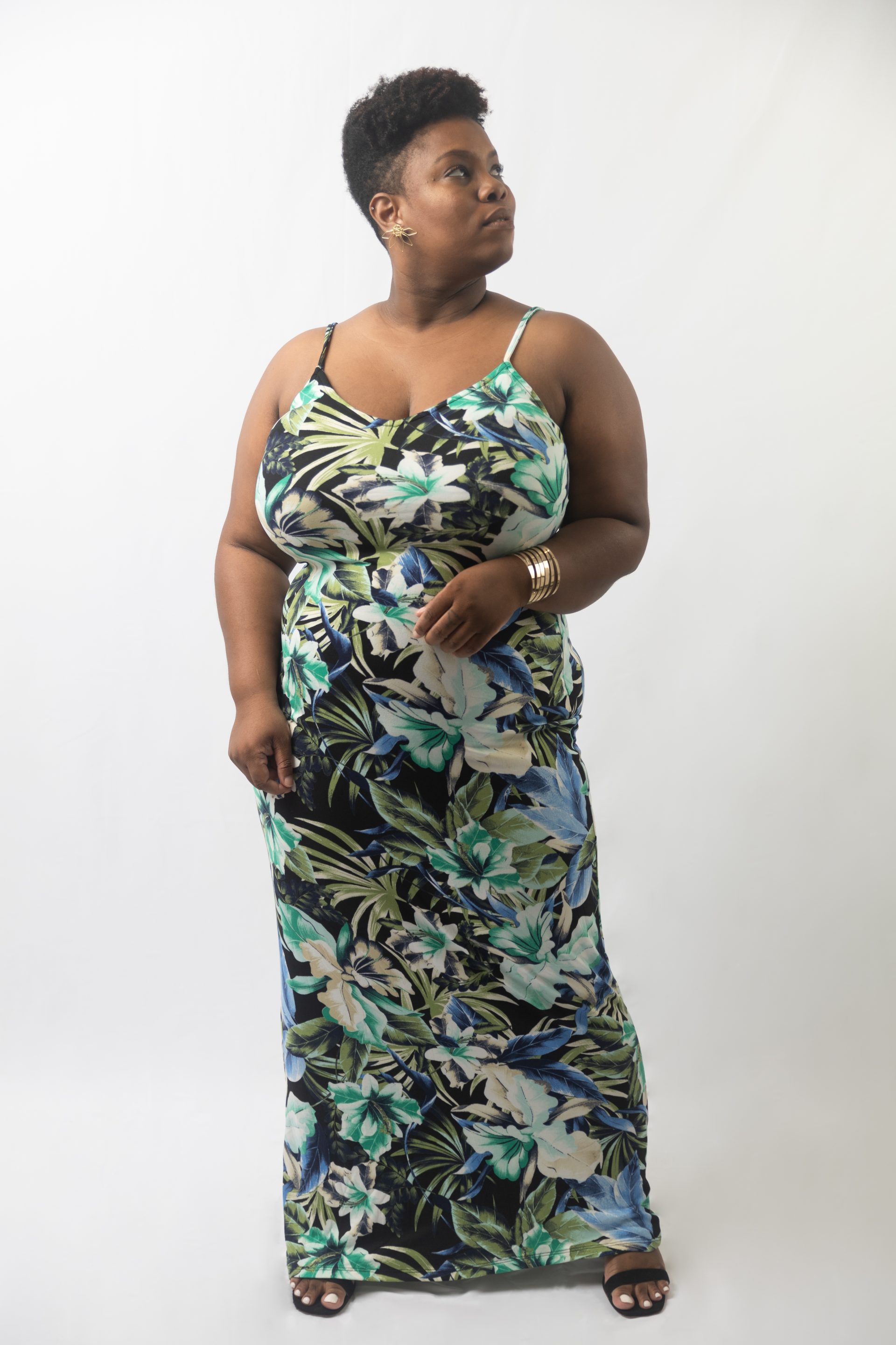 Floral Scoop Maxi Dress Curvy  Kaytique